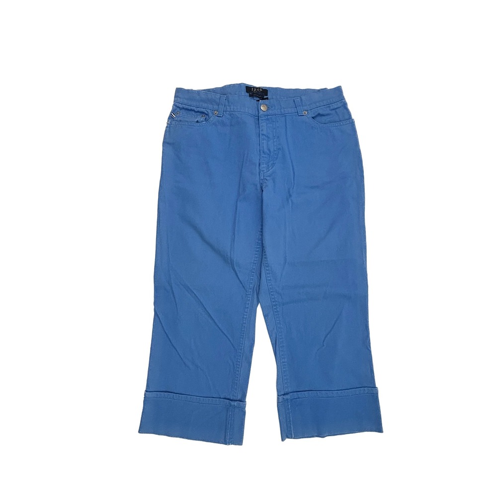IZOD Cuffed Capri Pants Womens 10P Sky Blue Stretch Cropped Trousers